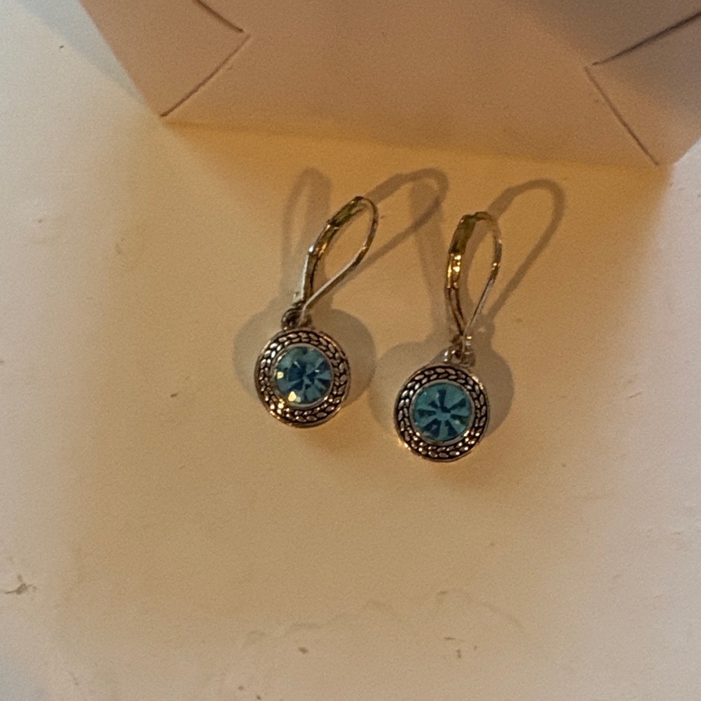 Napier Silver Earrings with Blue Accents